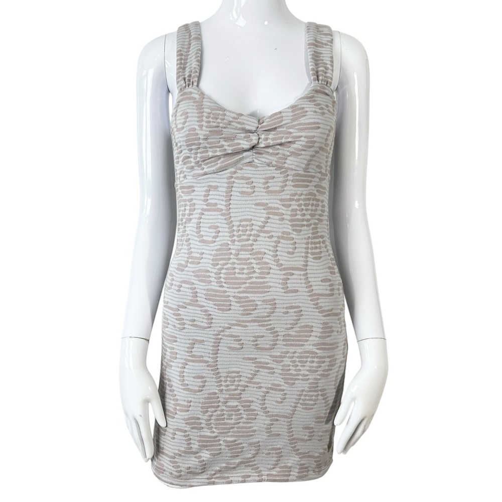 Free People Light Mauve Printed V-Neck Tank Dress Cotton Blend XS